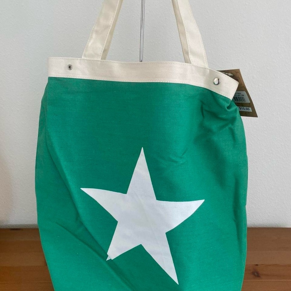 Green Tote Bag with White Star
